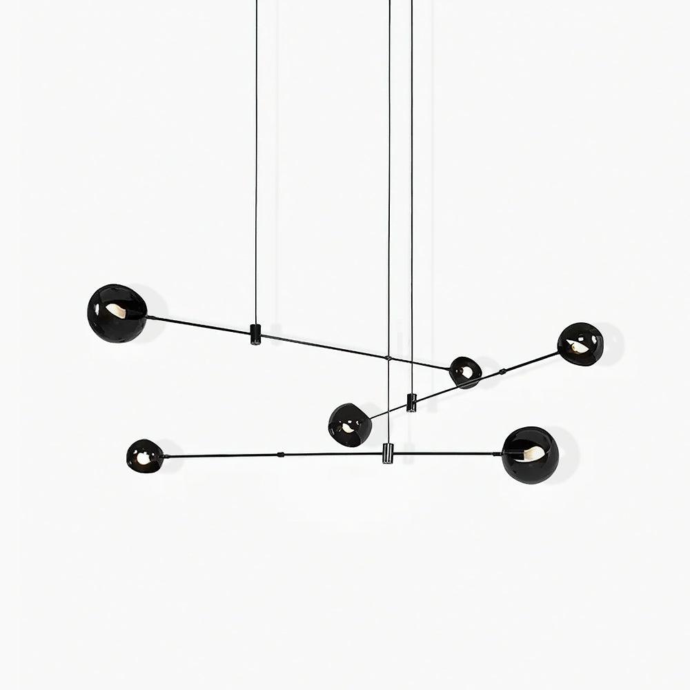 Acaba Asymmetric Glass Chandelier Modern Dining Room Living Room — Black 2 to 6 Heads