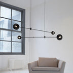 Acaba Asymmetric Glass Chandelier Modern Dining Room Living Room — Black 2 to 6 Heads