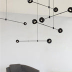 Acaba Asymmetric Glass Chandelier Modern Dining Room Living Room — Black 2 to 6 Heads