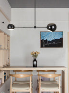 Acaba Asymmetric Glass Chandelier Modern Dining Room Living Room — Black 2 to 6 Heads