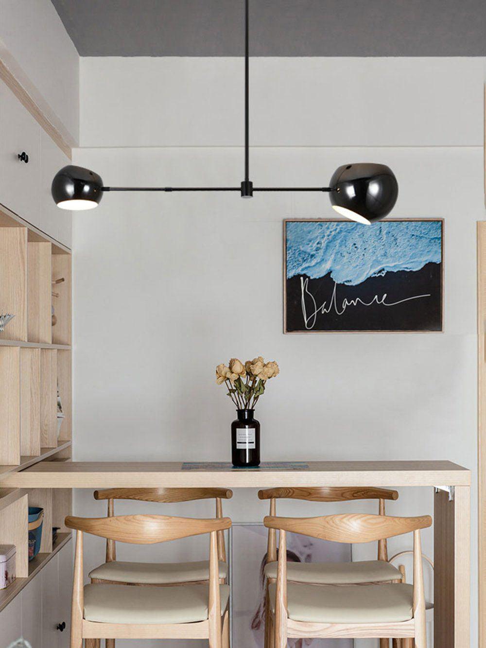 Acaba Asymmetric Glass Chandelier Modern Dining Room Living Room — Black 2 to 6 Heads