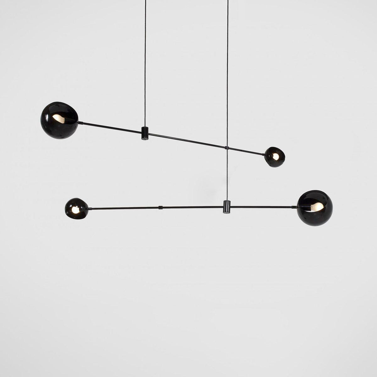Acaba Asymmetric Glass Chandelier Modern Dining Room Living Room — Black 2 to 6 Heads