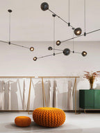 Acaba Asymmetric Glass Chandelier Modern Dining Room Living Room — Black 2 to 6 Heads