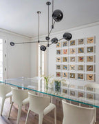 Acaba Asymmetric Glass Chandelier Modern Dining Room Living Room — Black 2 to 6 Heads