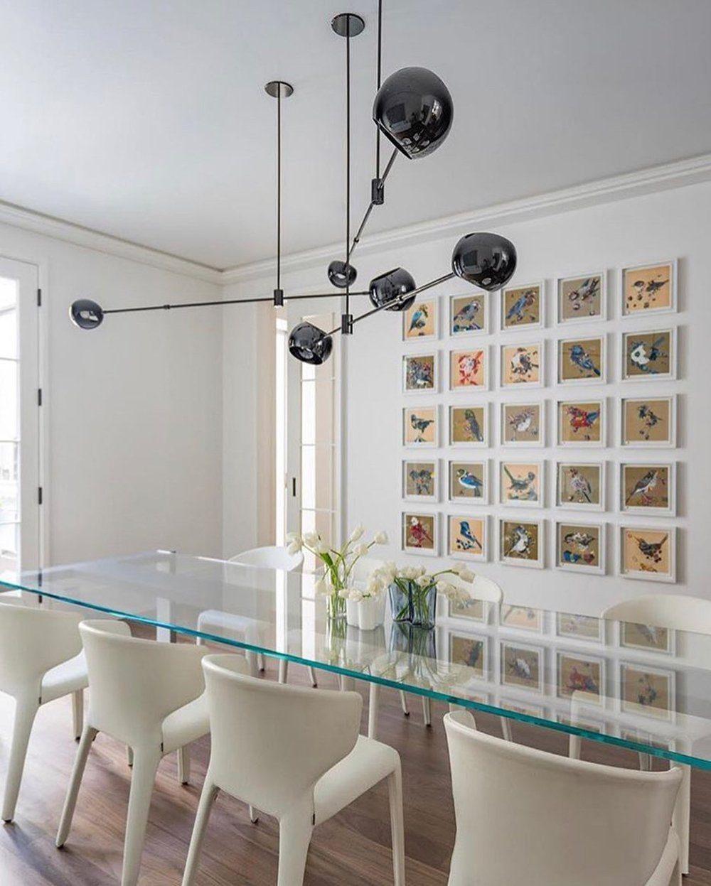 Acaba Asymmetric Glass Chandelier Modern Dining Room Living Room — Black 2 to 6 Heads