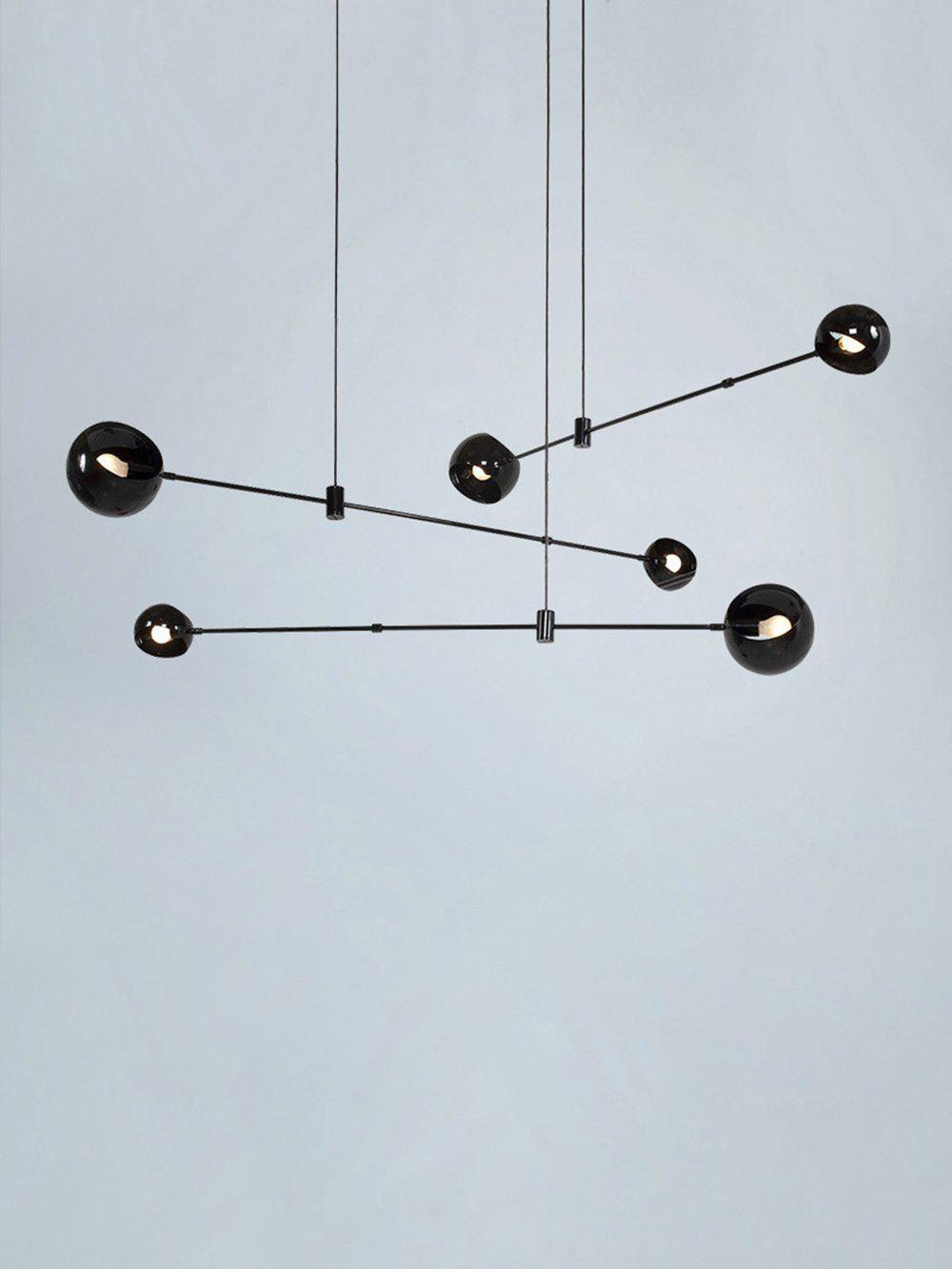 Acaba Asymmetric Glass Chandelier Modern Dining Room Living Room — Black 2 to 6 Heads
