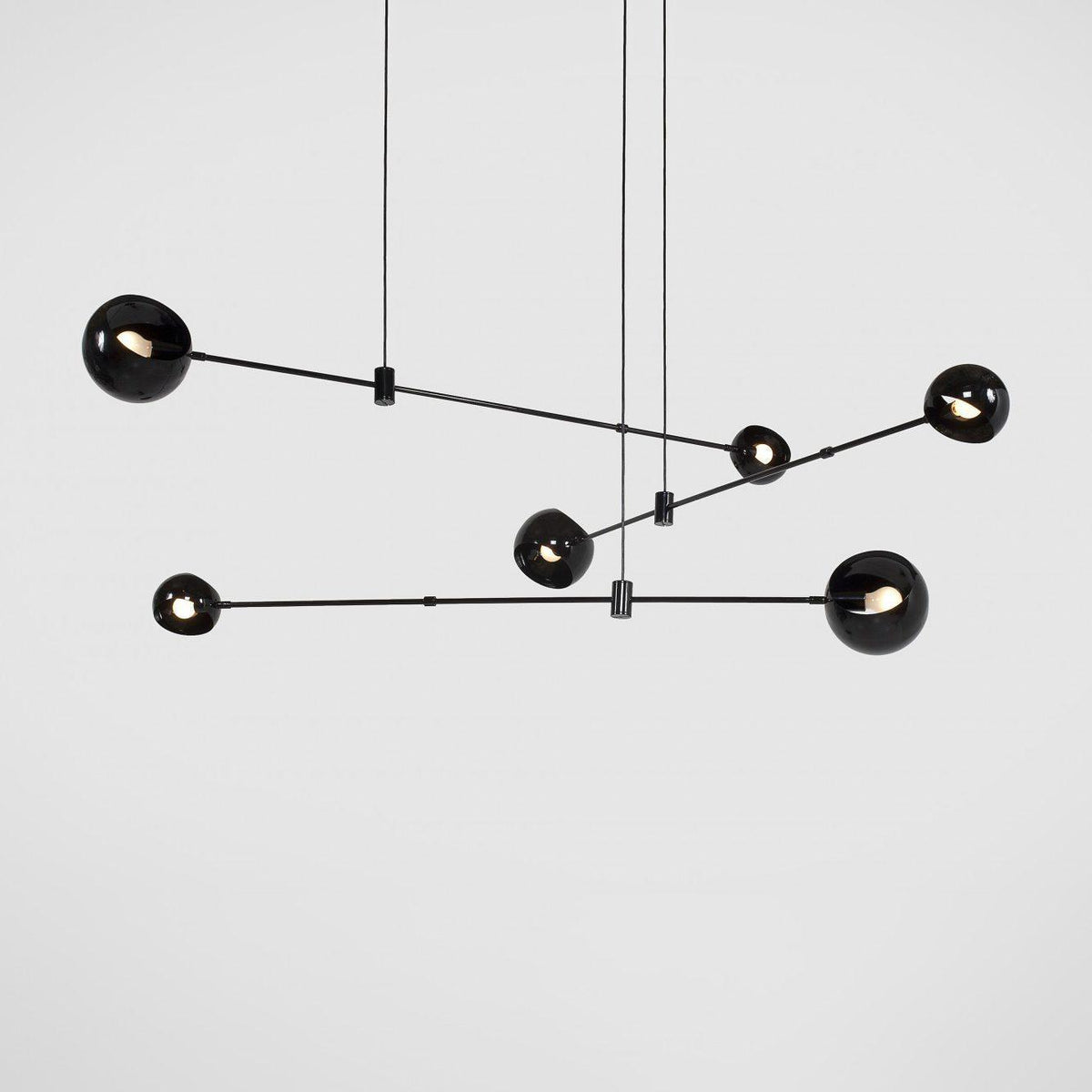 Acaba Asymmetric Glass Chandelier Modern Dining Room Living Room — Black 2 to 6 Heads
