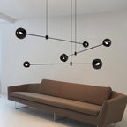 Acaba Asymmetric Glass Chandelier Modern Dining Room Living Room — Black 2 to 6 Heads