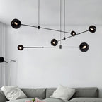 Acaba Asymmetric Glass Chandelier Modern Dining Room Living Room — Black 2 to 6 Heads