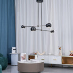 Acaba Asymmetric Glass Chandelier Modern Dining Room Living Room — Black 2 to 6 Heads