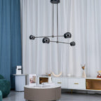 Acaba Asymmetric Glass Chandelier Modern Dining Room Living Room — Black 2 to 6 Heads