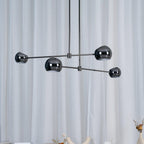 Acaba Asymmetric Glass Chandelier Modern Dining Room Living Room — Black 2 to 6 Heads