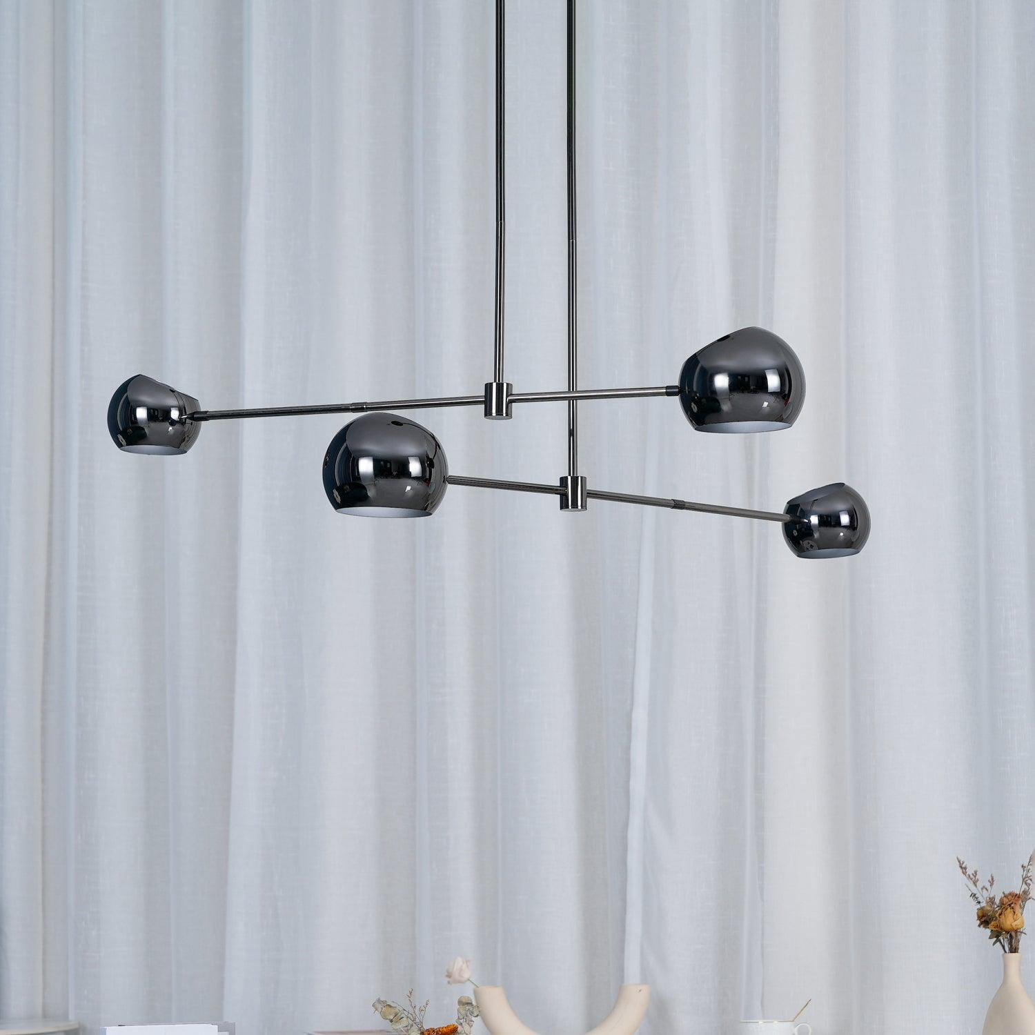 Acaba Asymmetric Glass Chandelier Modern Dining Room Living Room — Black 2 to 6 Heads
