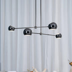 Acaba Asymmetric Glass Chandelier Modern Dining Room Living Room — Black 2 to 6 Heads