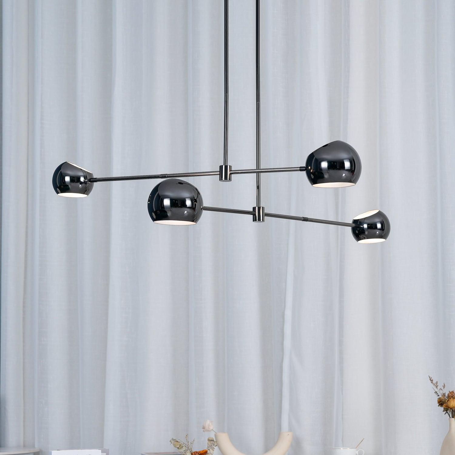 Acaba Asymmetric Glass Chandelier Modern Dining Room Living Room — Black 2 to 6 Heads