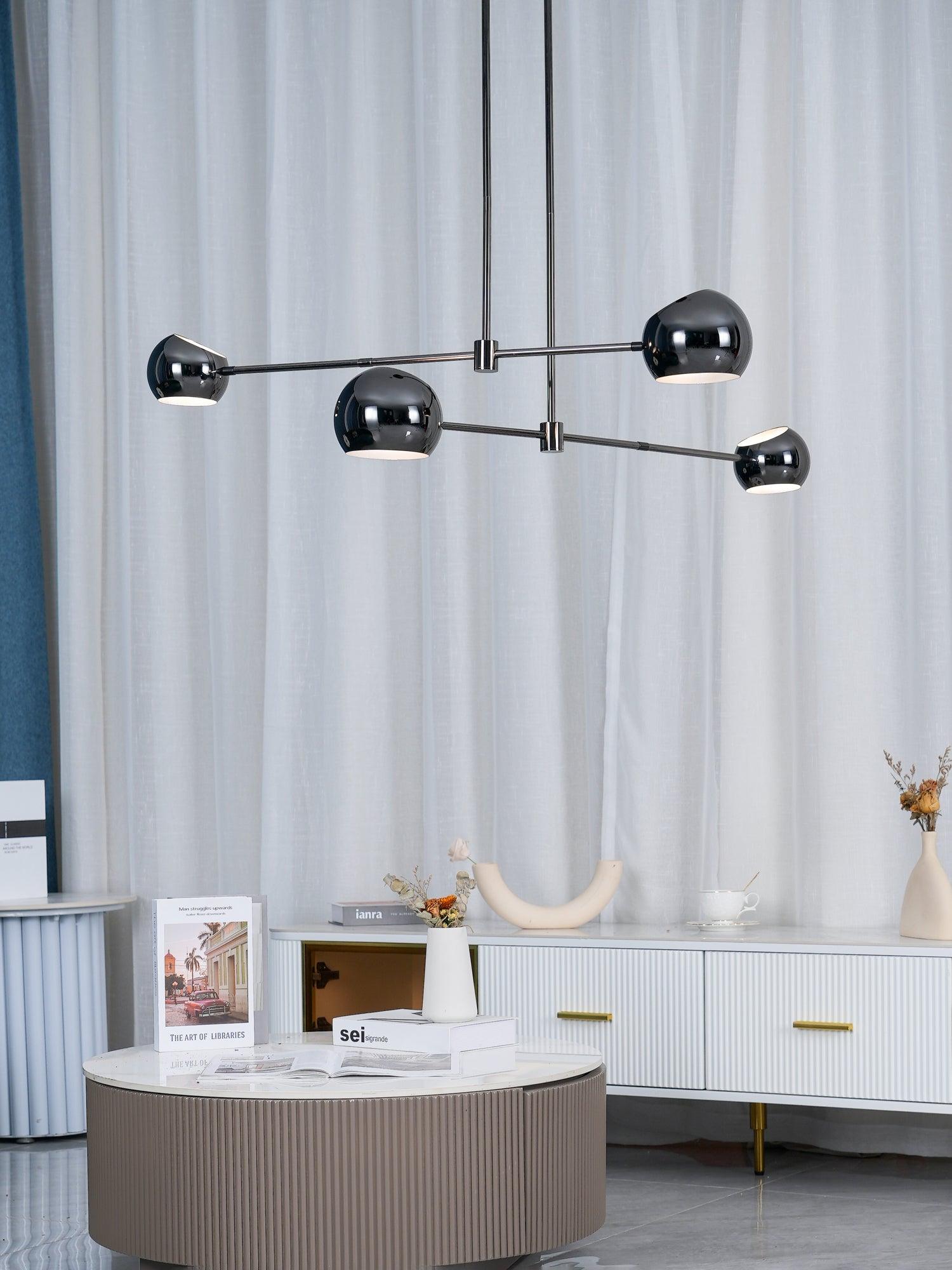 Acaba Asymmetric Glass Chandelier Modern Dining Room Living Room — Black 2 to 6 Heads