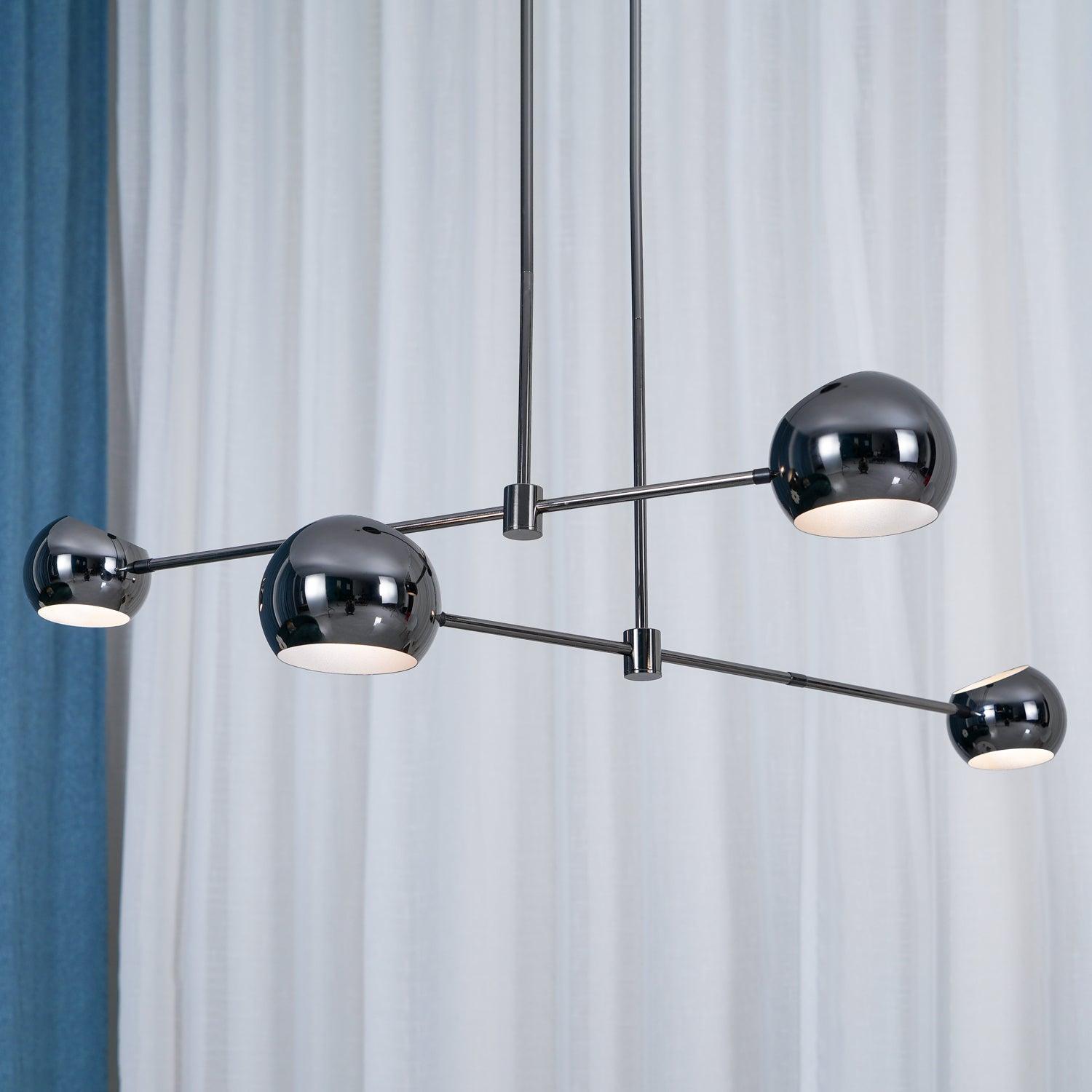 Acaba Asymmetric Glass Chandelier Modern Dining Room Living Room — Black 2 to 6 Heads