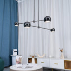 Acaba Asymmetric Glass Chandelier Modern Dining Room Living Room — Black 2 to 6 Heads