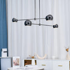 Acaba Asymmetric Glass Chandelier Modern Dining Room Living Room — Black 2 to 6 Heads