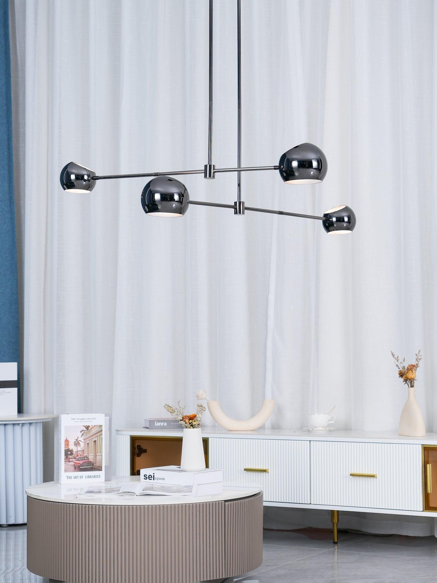 Acaba Asymmetric Glass Chandelier Modern Dining Room Living Room — Black 2 to 6 Heads