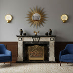 Accent Alabaster Wall Sconce Gold Brushed LED Dimmable Bedroom Living Room — 9.8 Inch