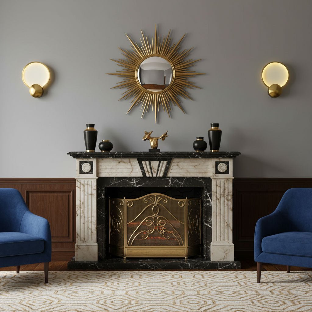 Accent Alabaster Wall Sconce Gold Brushed LED Dimmable Bedroom Living Room — 9.8 Inch