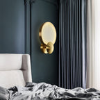 Accent Alabaster Wall Sconce Gold Brushed LED Dimmable Bedroom Living Room — 9.8 Inch
