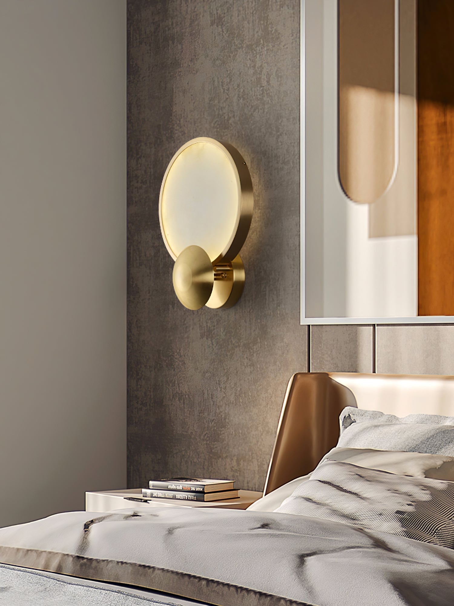 Accent Alabaster Wall Sconce Gold Brushed LED Dimmable Bedroom Living Room — 9.8 Inch