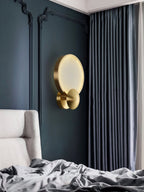 Accent Alabaster Wall Sconce Gold Brushed LED Dimmable Bedroom Living Room — 9.8 Inch