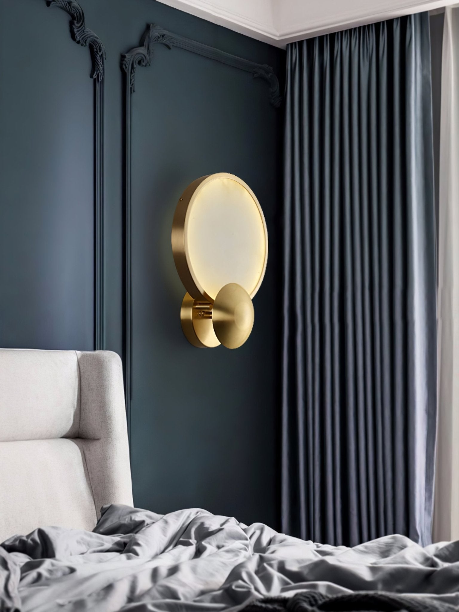 Accent Alabaster Wall Sconce Gold Brushed LED Dimmable Bedroom Living Room — 9.8 Inch