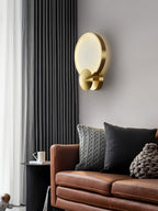 Accent Alabaster Wall Sconce Gold Brushed LED Dimmable Bedroom Living Room — 9.8 Inch