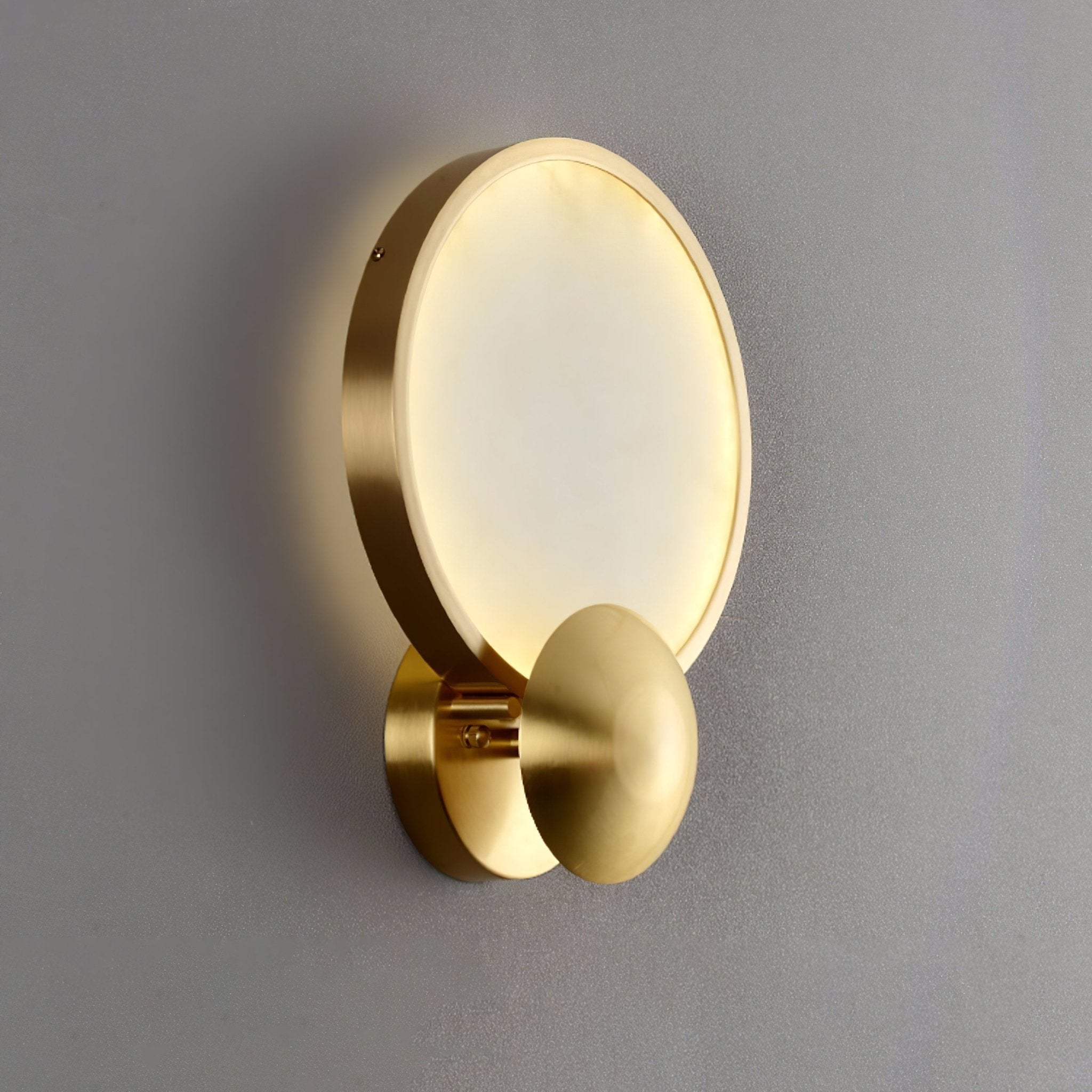 Accent Alabaster Wall Sconce Gold Brushed LED Dimmable Bedroom Living Room — 9.8 Inch