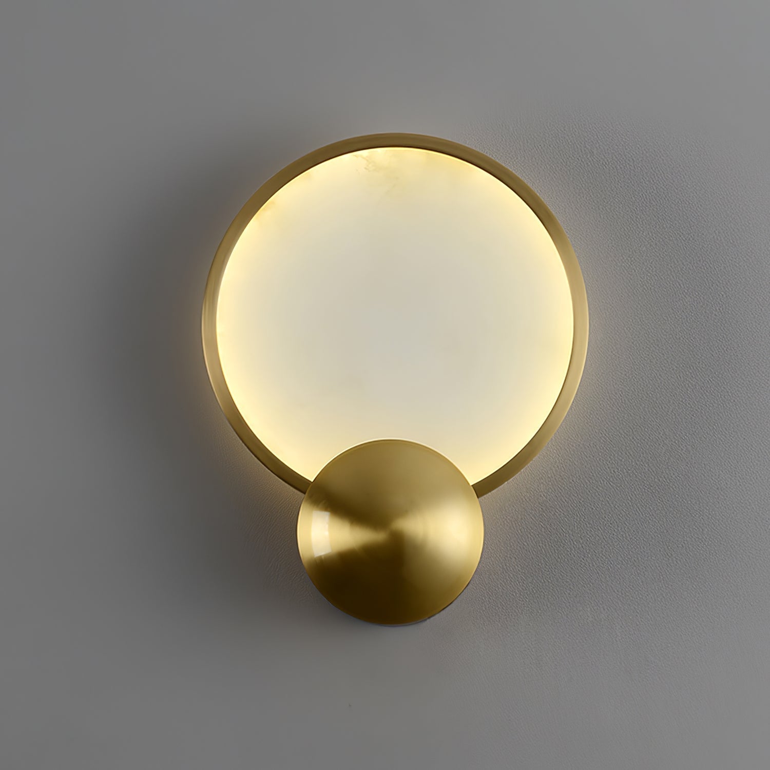 Accent Alabaster Wall Sconce Gold Brushed LED Dimmable Bedroom Living Room — 9.8 Inch