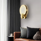 Accent Alabaster Wall Sconce Gold Brushed LED Dimmable Bedroom Living Room — 9.8 Inch