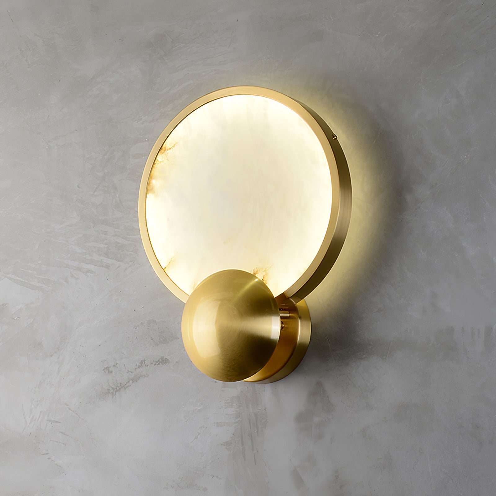 Accent Alabaster Wall Sconce Gold Brushed LED Dimmable Bedroom Living Room — 9.8 Inch