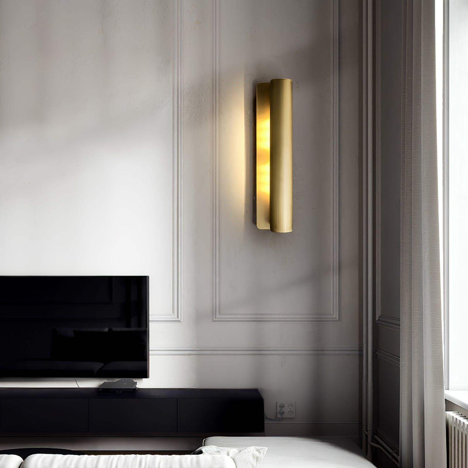 Accord Brushed Brass Wall Sconce Sculptural Modern Bedroom Living Room Hallway — 10 to 19 Inch