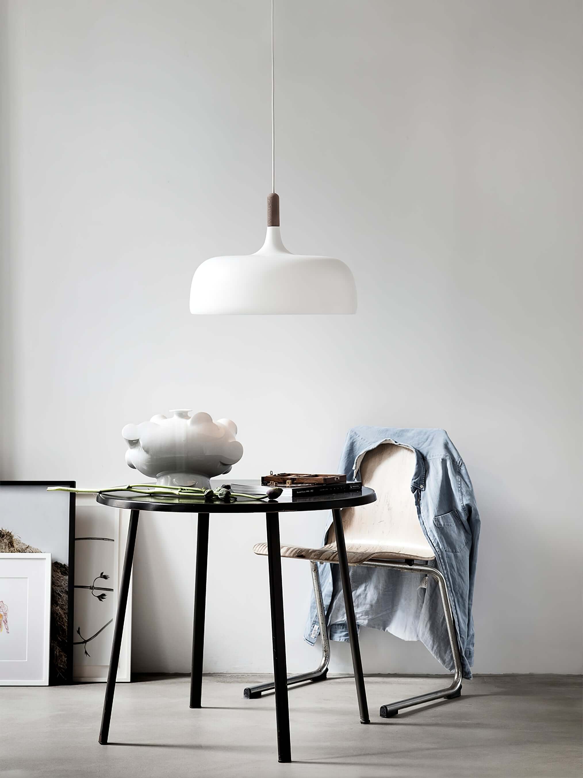 Acorn Pendant Light Metal Shade Height Adjustable Bedroom Dining Room — White Black Blue Grey Green
