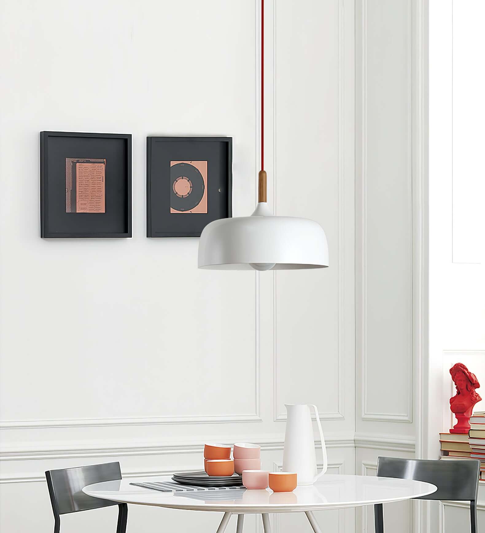 Acorn Pendant Light Metal Shade Height Adjustable Bedroom Dining Room — White Black Blue Grey Green