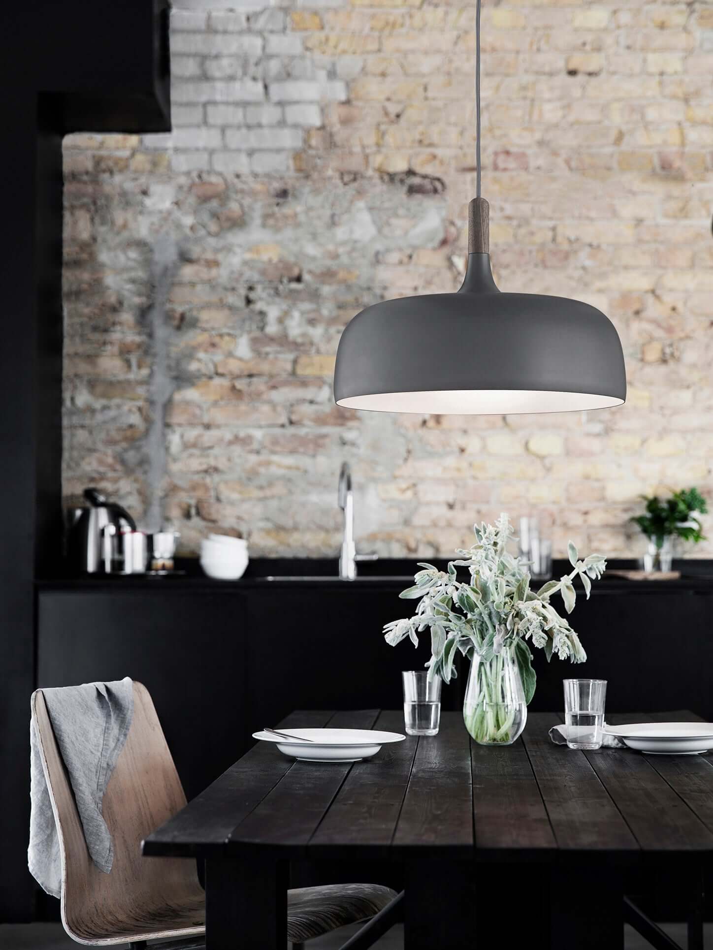 Acorn Pendant Light Metal Shade Height Adjustable Bedroom Dining Room — White Black Blue Grey Green