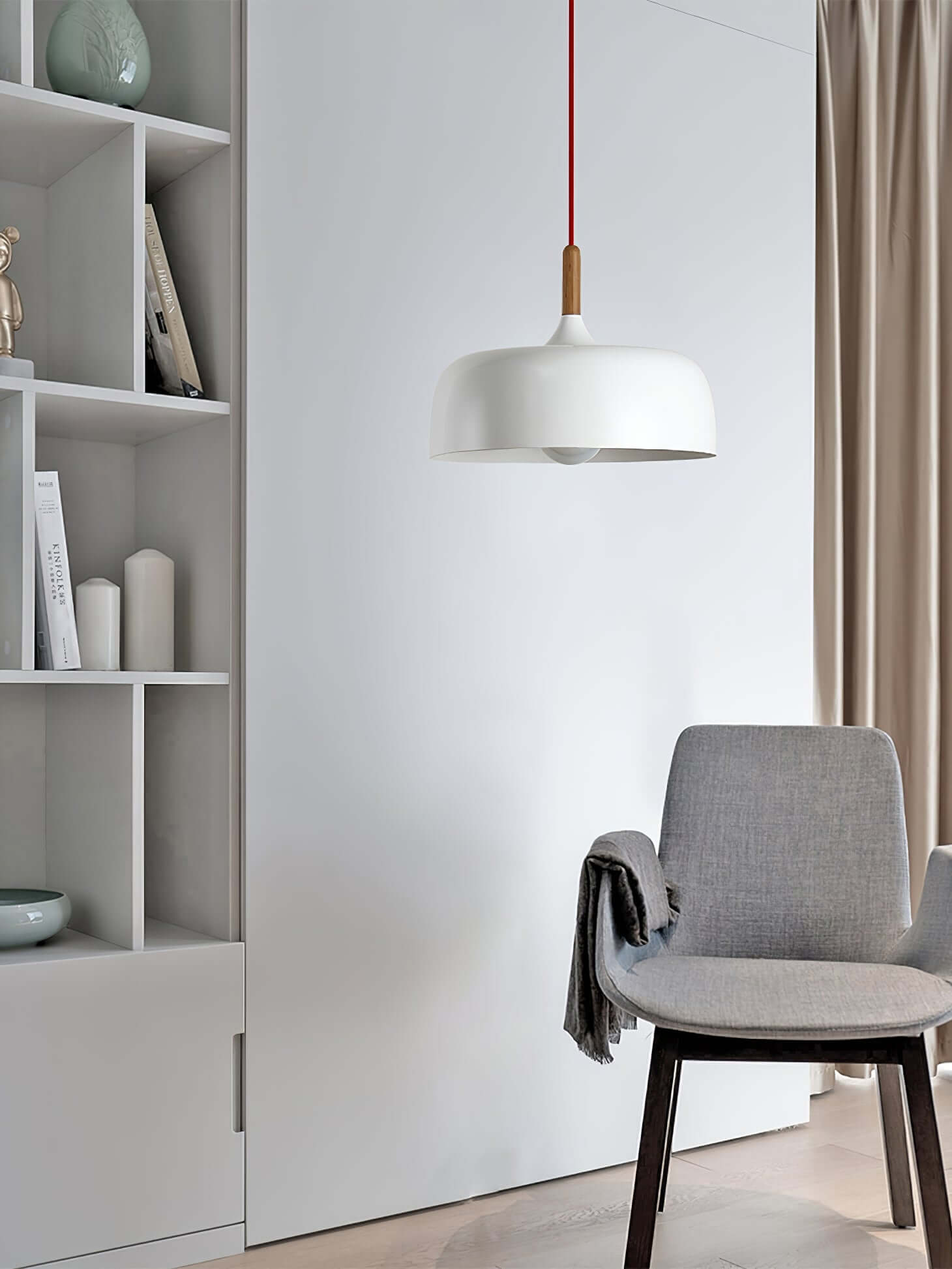 Acorn Pendant Light Metal Shade Height Adjustable Bedroom Dining Room — White Black Blue Grey Green