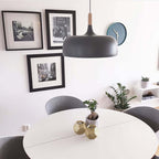 Acorn Pendant Light Metal Shade Height Adjustable Bedroom Dining Room — White Black Blue Grey Green