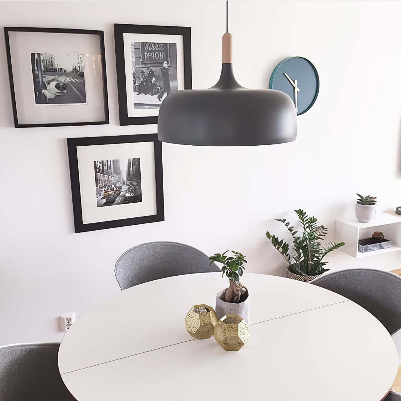 Acorn Pendant Light Metal Shade Height Adjustable Bedroom Dining Room — White Black Blue Grey Green