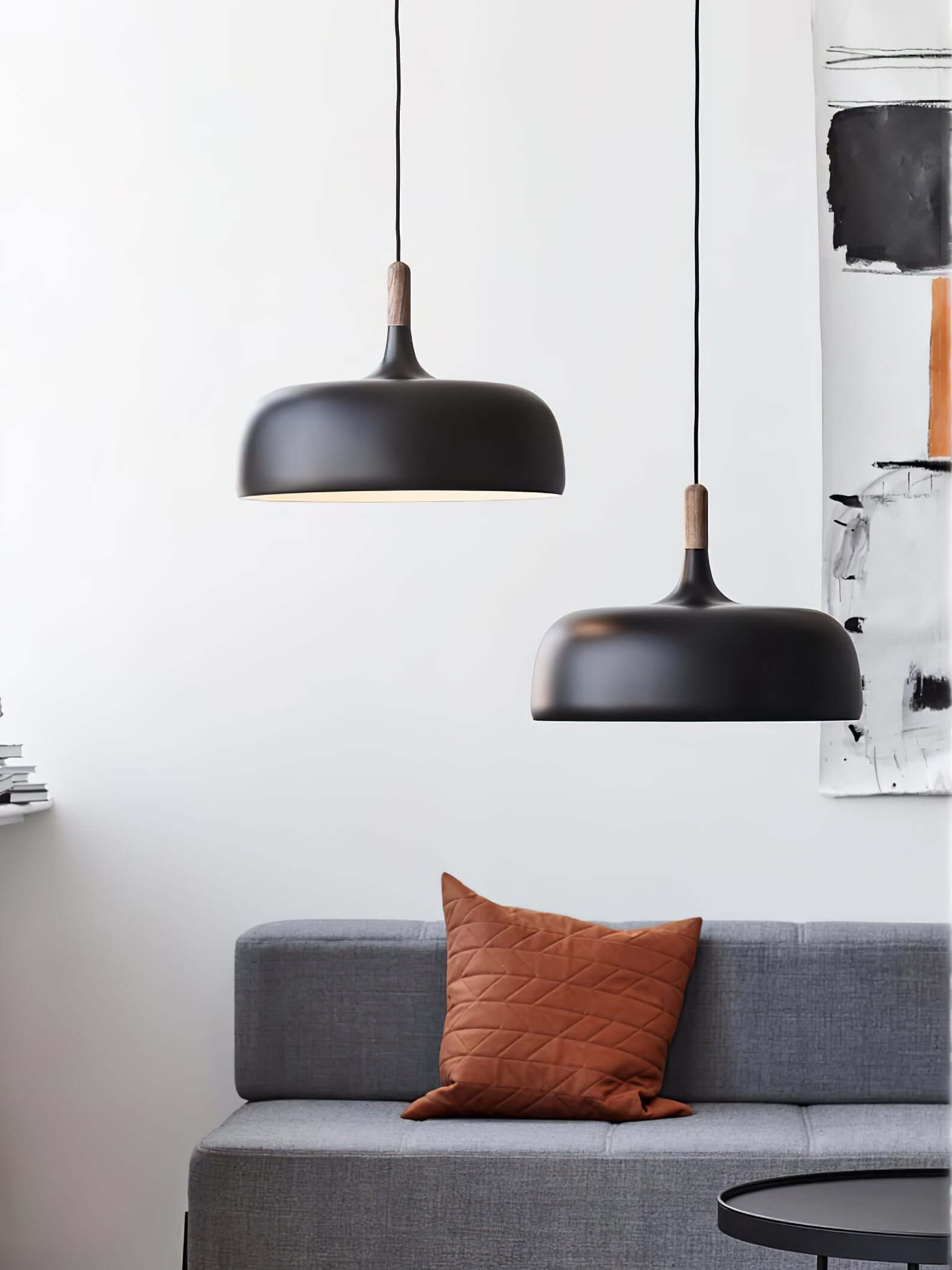 Acorn Pendant Light Metal Shade Height Adjustable Bedroom Dining Room — White Black Blue Grey Green