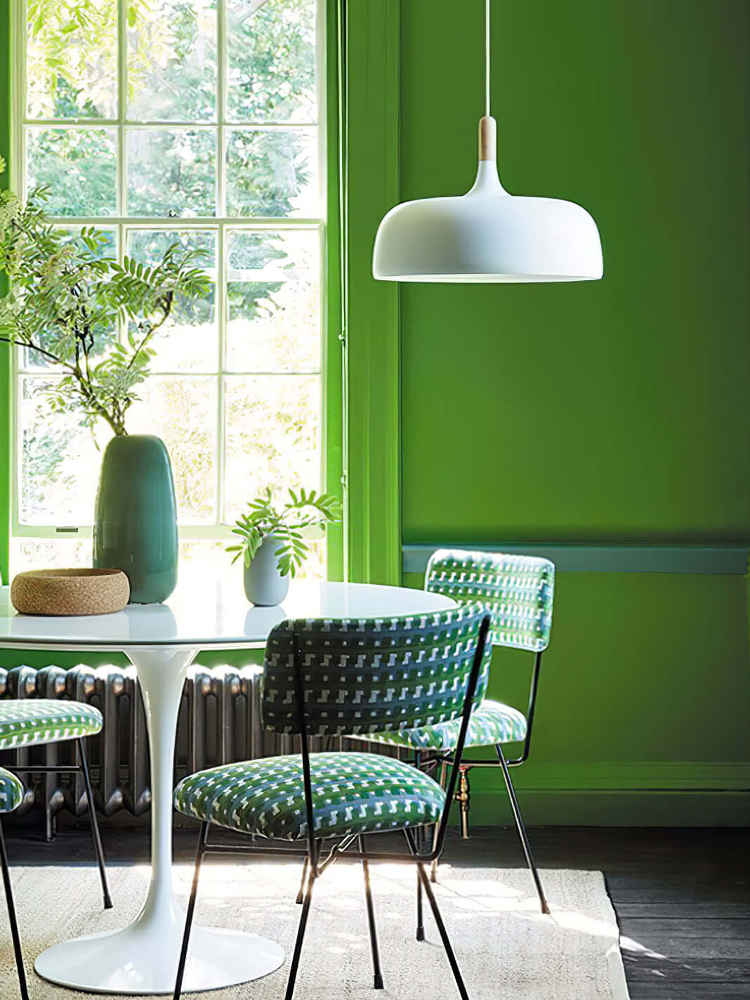 Acorn Pendant Light Metal Shade Height Adjustable Bedroom Dining Room — White Black Blue Grey Green