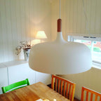 Acorn Pendant Light Metal Shade Height Adjustable Bedroom Dining Room — White Black Blue Grey Green