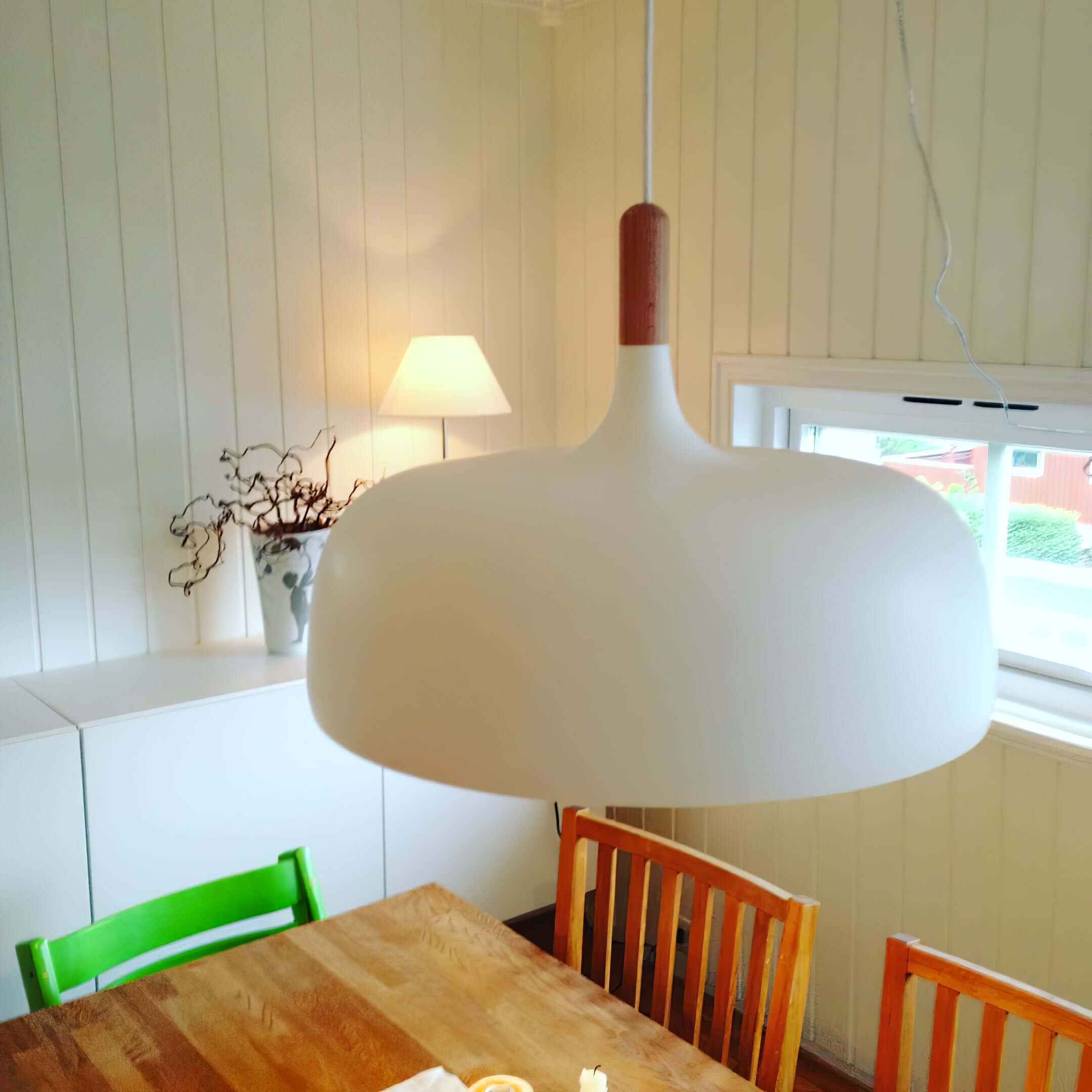 Acorn Pendant Light Metal Shade Height Adjustable Bedroom Dining Room — White Black Blue Grey Green