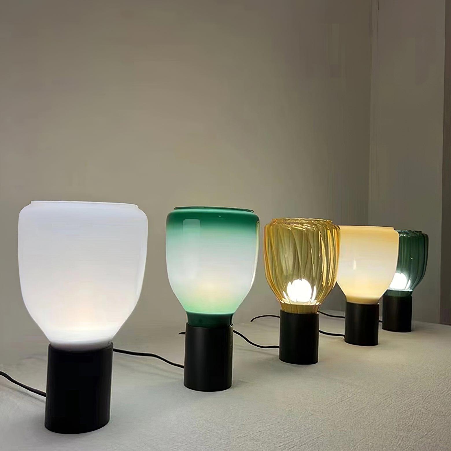 Acquerelli Blown Glass Table Lamp Colorful Artistic Bedroom Study — Green Amber 5 Inch
