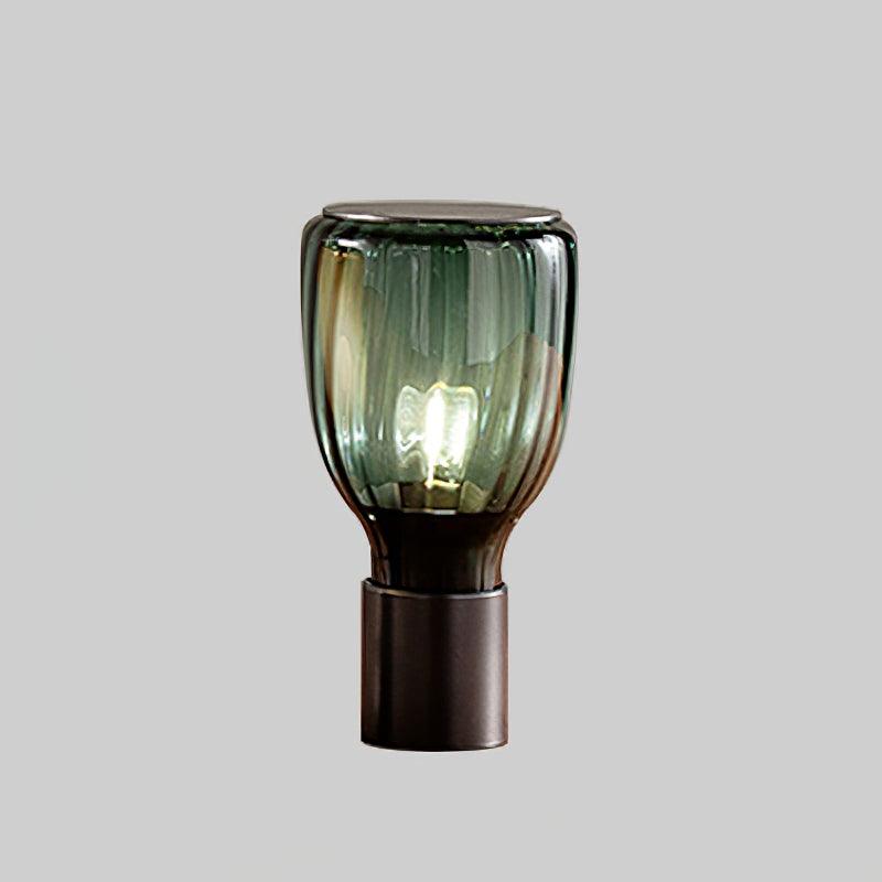 Acquerelli Blown Glass Table Lamp Colorful Artistic Bedroom Study — Green Amber 5 Inch
