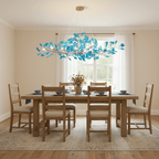 Acrylic Ginkgo Leaf Chandelier Gold Modern Dining Room Living Room — Royal Blue Green Coffee