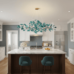 Acrylic Ginkgo Leaf Chandelier Gold Modern Dining Room Living Room — Royal Blue Green Coffee